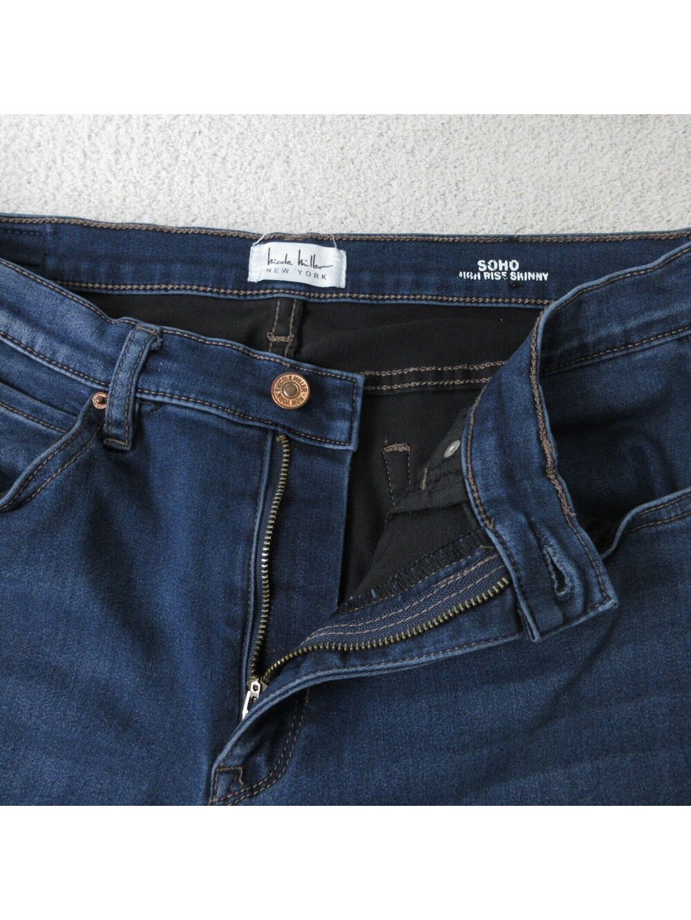 Nicole Miller Jeans Womens 14 Blue SOHO High Rise Skinny Dark Wash Denim 32x28.5 - Picture 8 of 11